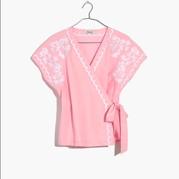 Madewell Embroidery Side-Tie Wrap Top - Picture 1 of 11